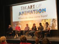 Animation Industry Panel on stage at the Poly, Falmouth